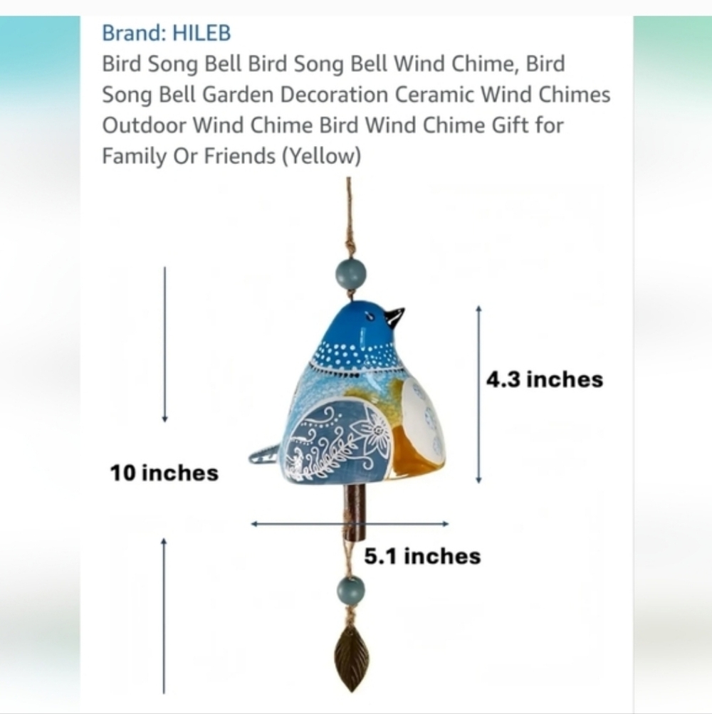 Bird song bluebird bell ceramic well made construction